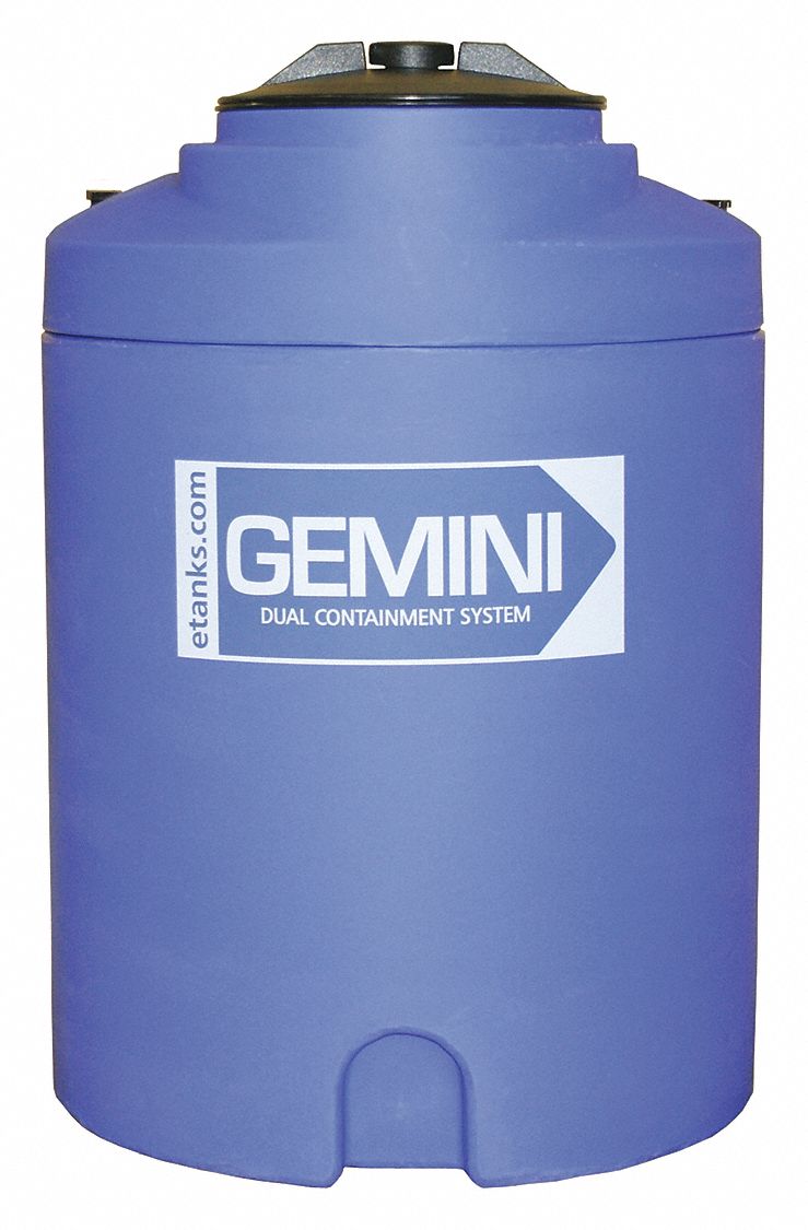 Storage Tank: Double Wall, Vertical, 15 gal, Closed Top, 1/4 in Wall Thick