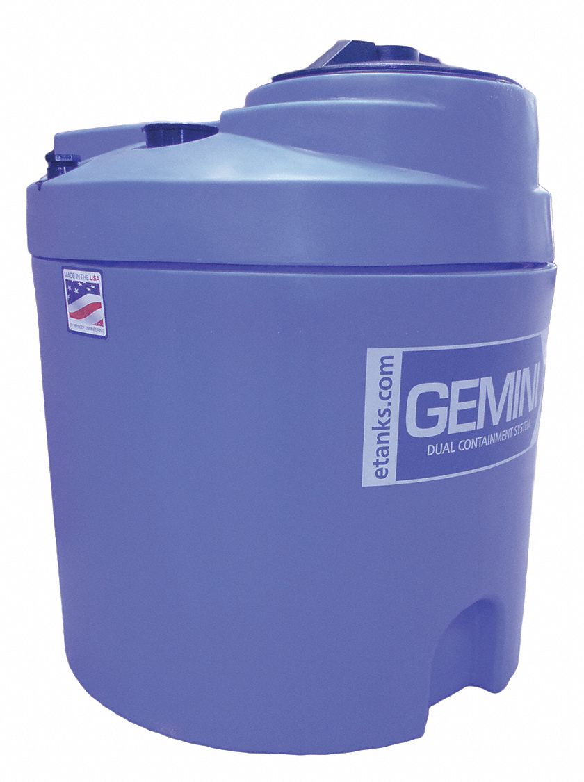 Storage Tank: Double Wall, Vertical, 20 gal, Closed Top, 1/4 in Wall Thick