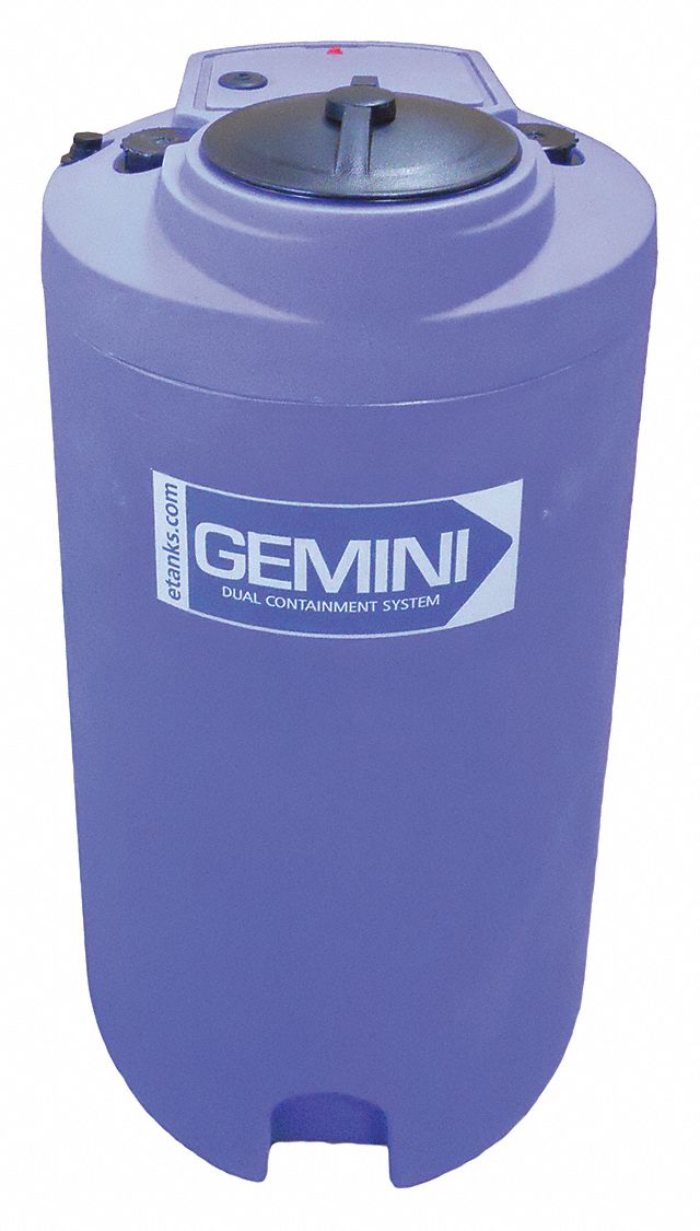 Storage Tank: Double Wall, Vertical, 40 gal, Closed Top, 1/4 in Wall Thick