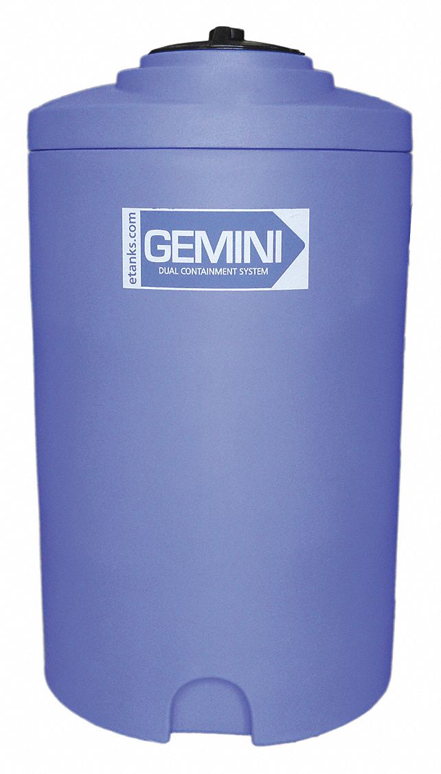 Storage Tank: Double Wall, Vertical, 65 gal, Closed Top, 1/4 in Wall Thick