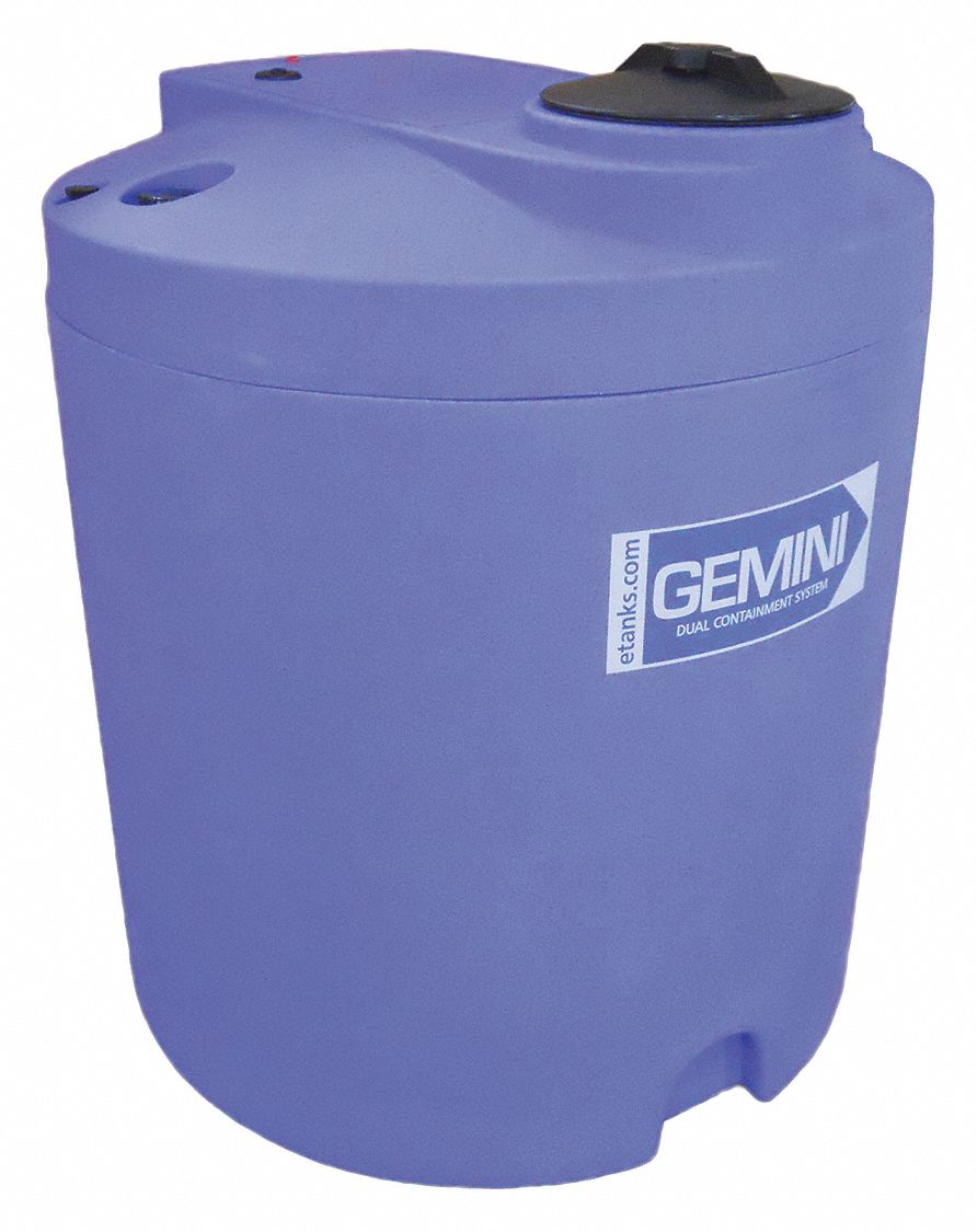 Storage Tank: Double Wall, Vertical, 90 gal, Closed Top, 1/4 in Wall Thick