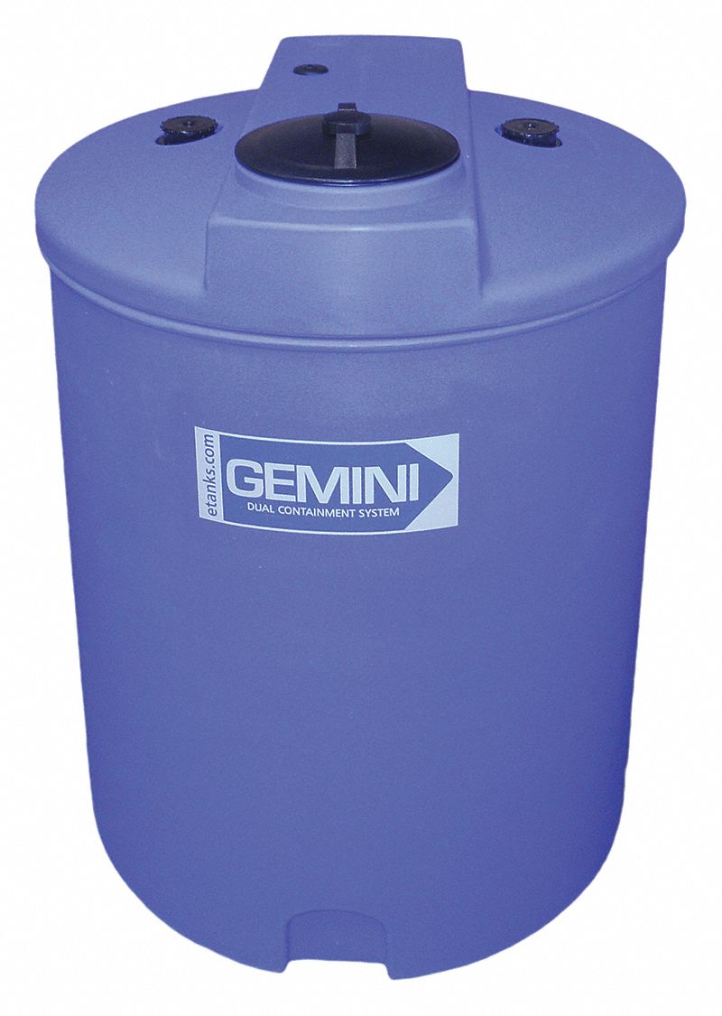 Storage Tank: Double Wall, Vertical, 120 gal, Closed Top, 1/4 in Wall Thick