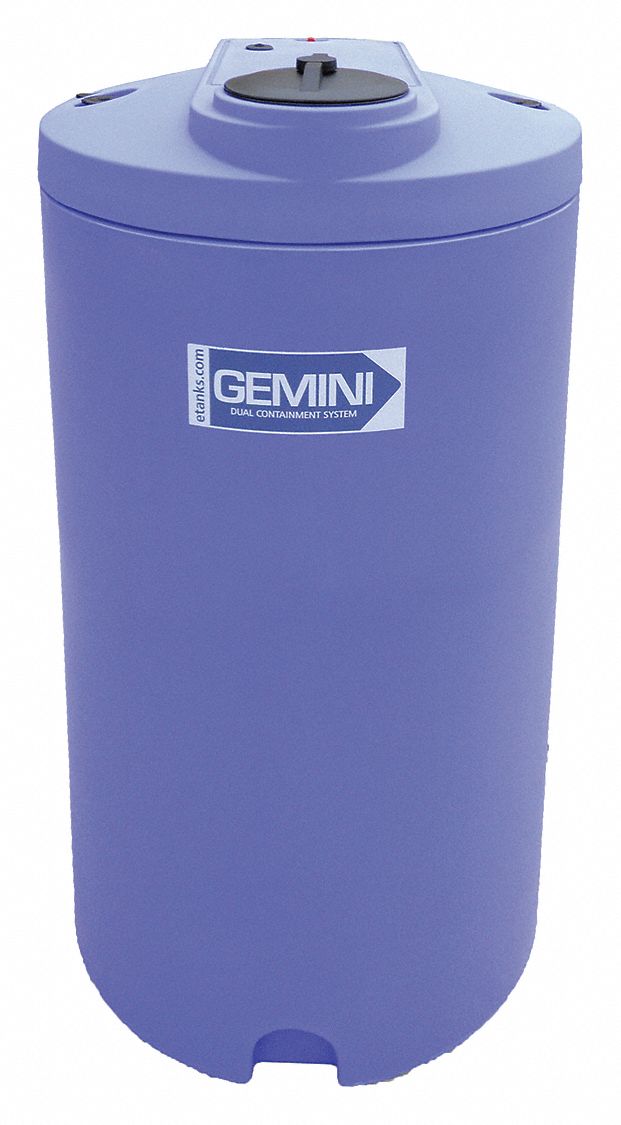 Storage Tank: Double Wall, Vertical, 160 gal, Closed Top, 3/8 in Wall Thick