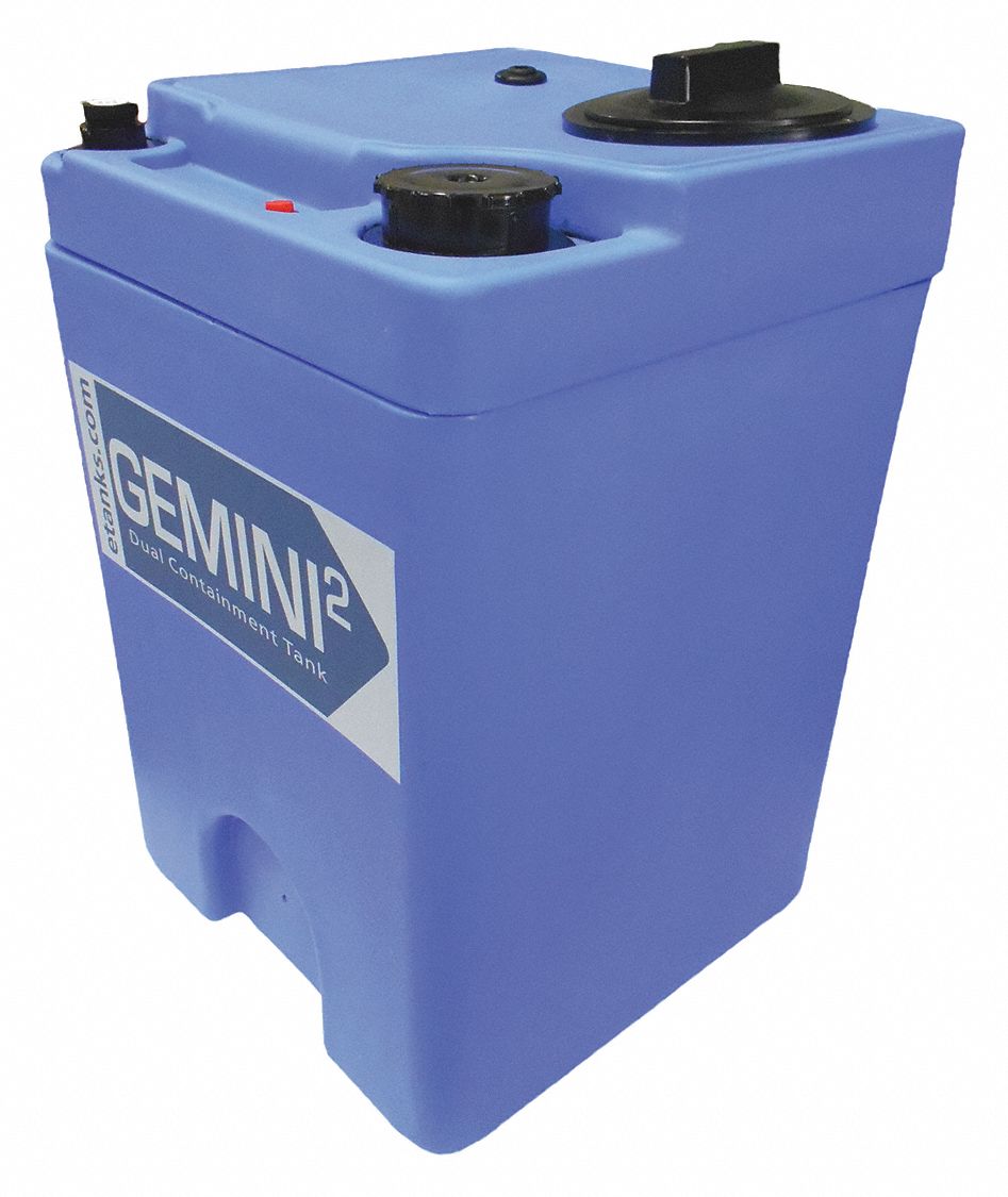 Storage Tank: Double Wall, Vertical, 10 gal, Closed Top, 1/4 in Wall Thick