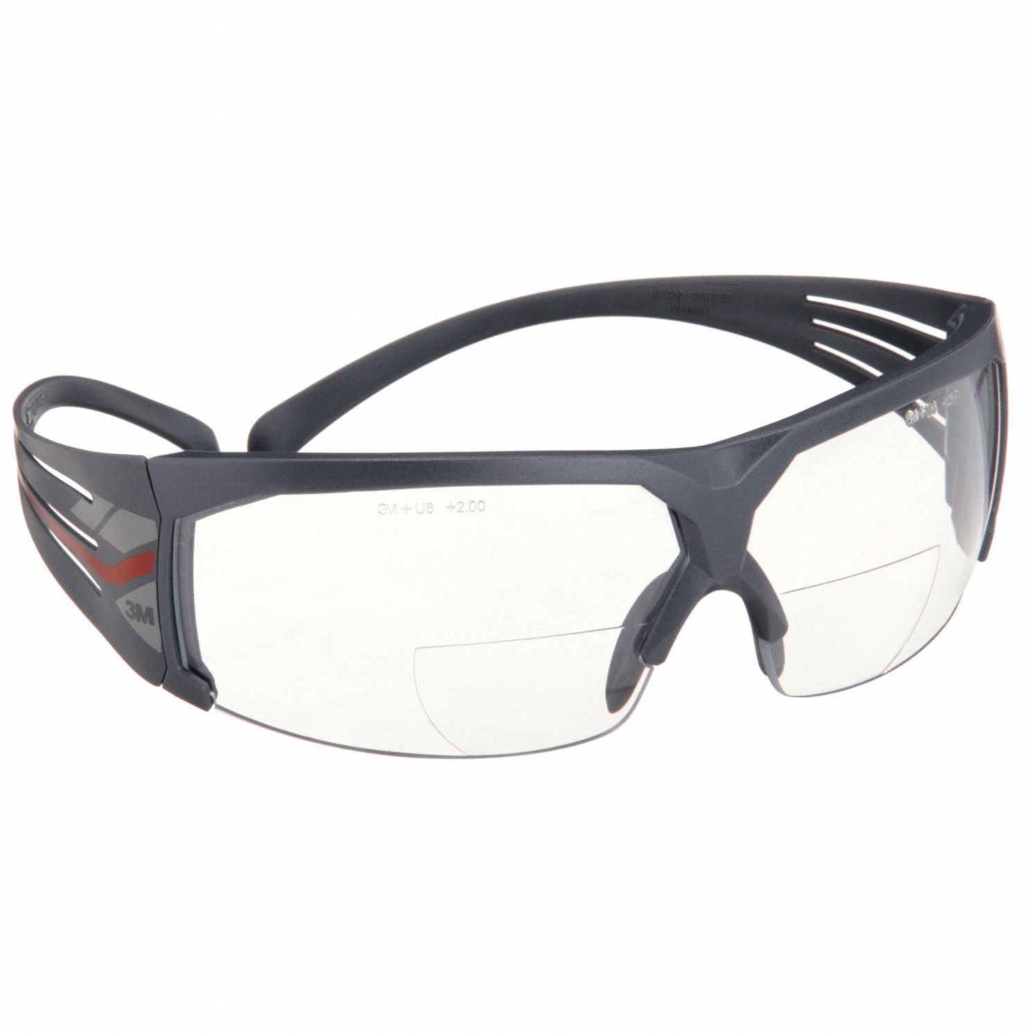 LUNETTES SÉCURITÉ DEMI-MONTURE UNISEXES, ANSI, PROTECTION UV/ANTI-BUÉE, GRIS, PLASTIQUE/PC