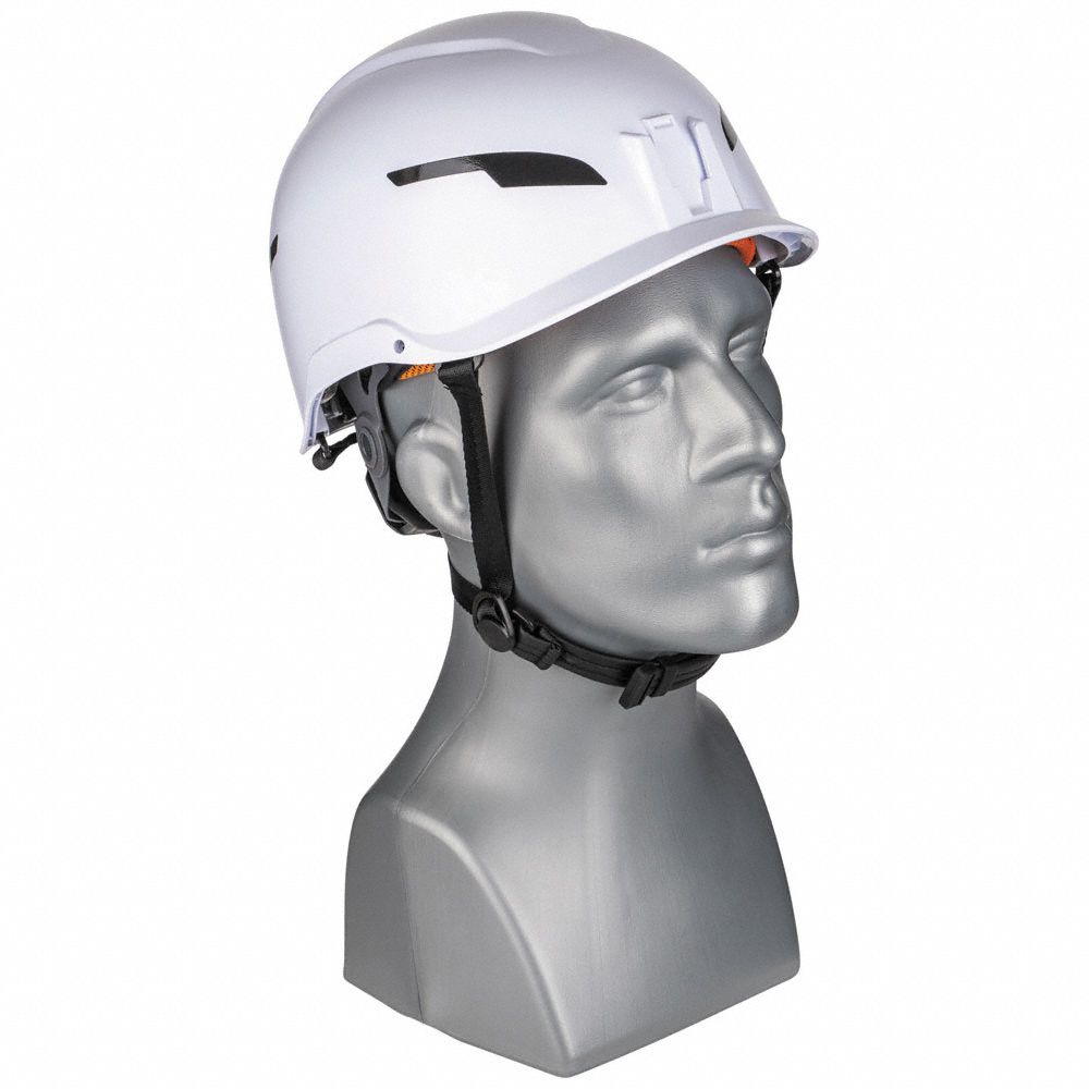 Hard Hat: Type 2, Class E, White, 6 Point Adj Strap Ratchet – EPS Padding, EPS
