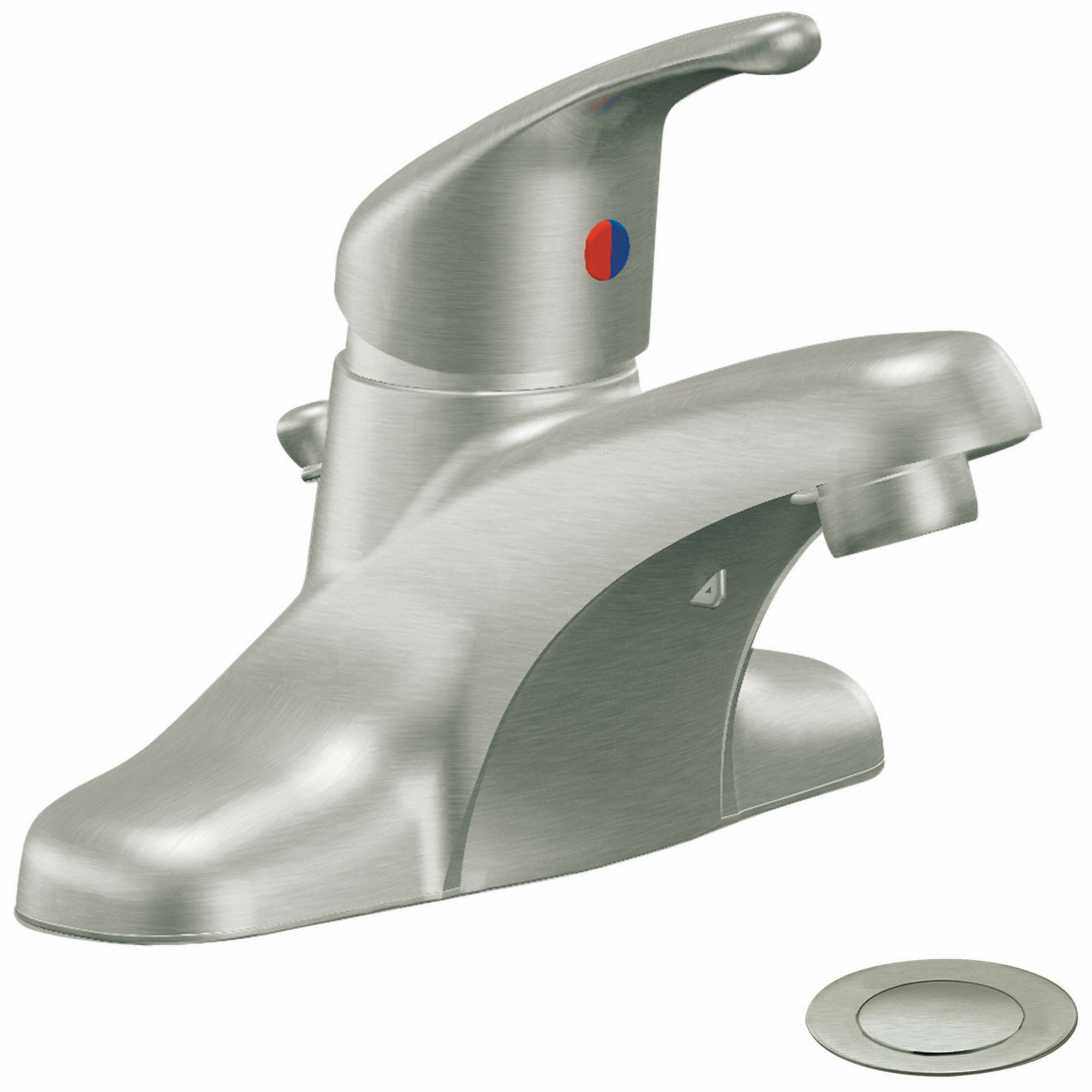 Bathroom Faucet: Cornerstone®, Brushed Nickel Finish, 1.5 gpm Flow Rate, Drain with Pop-Up Rod Drain