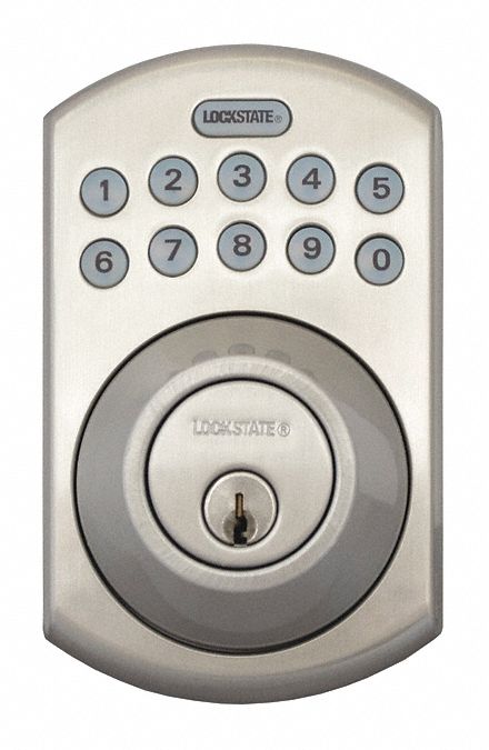 Electronic Keyless Lock: Entry with Key Override, Keypad, Cylindrical Mounting, Deadbolt