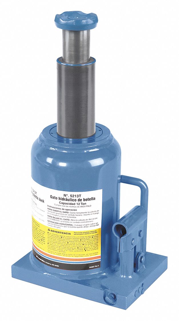 OTC 5 43/64 in x 6 1/16 in Telescoping Steel Bottle Jack with 12 ton