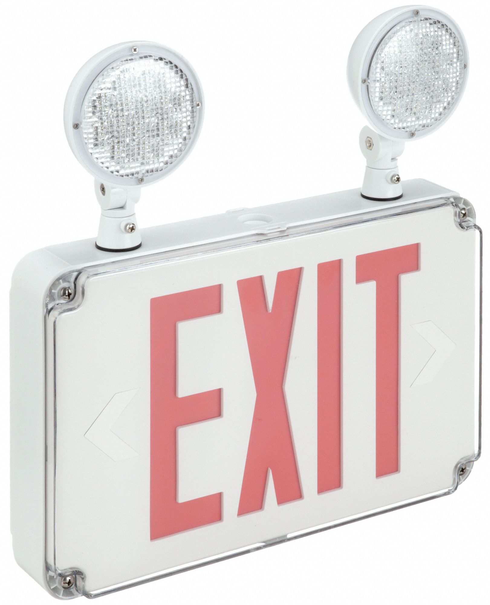 White, 2 Faces, Exit Sign with Emergency Lights 407K32FHEC34R Grainger