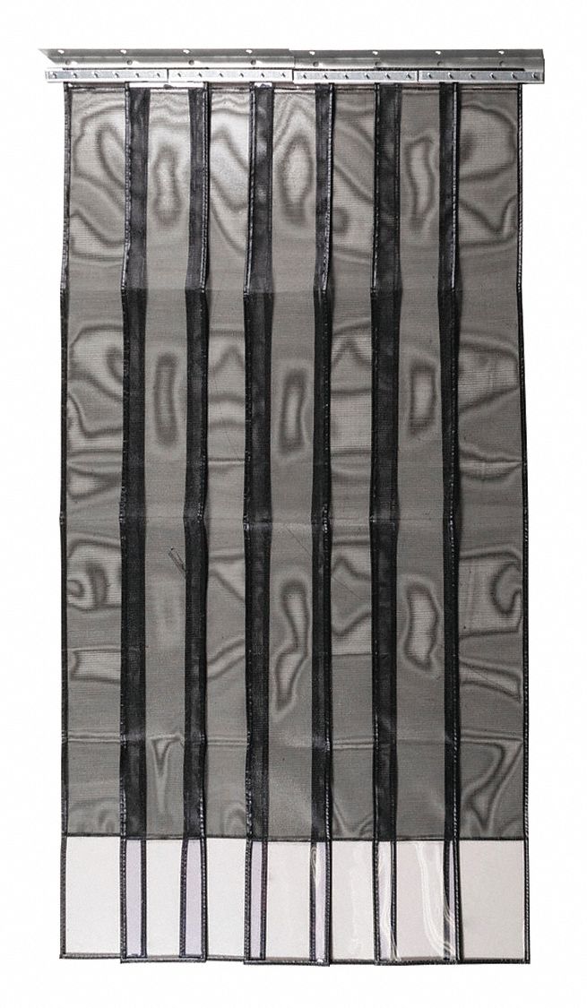 Strip Door: For 6 ft Opening Wd, For 7 ft Opening Ht, 8 in Strip Wd, 50% Overlap %, Mesh, Black