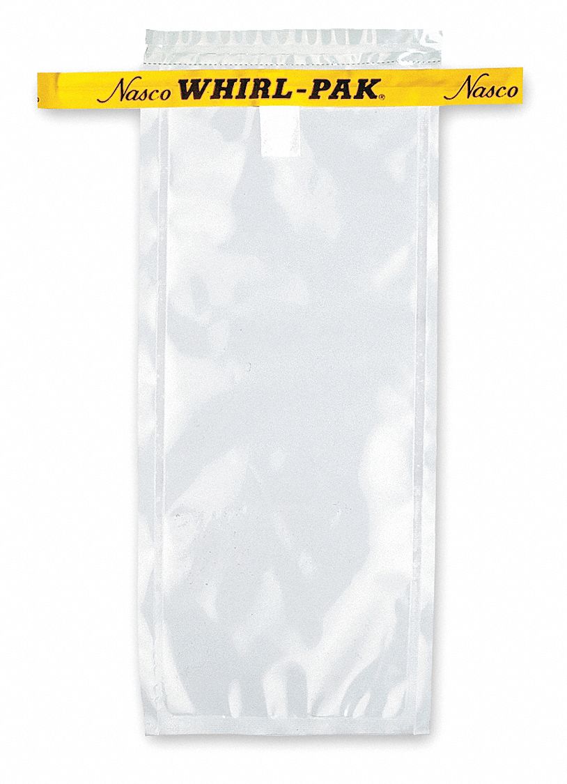 WHIRLPAK Sampling Bag, 7.3 in Length, 3 in Width, 4 oz Capacity, 0.057