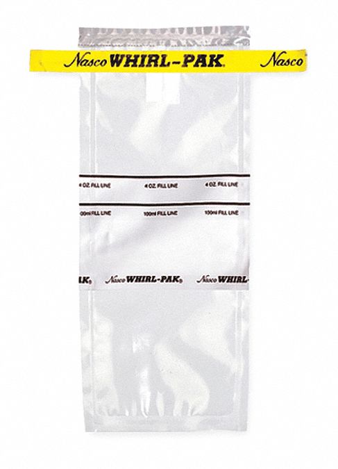Sampling Bag: Write-On, Sterile, 4 fl oz Capacity - oz, 118 mL Capacity - mL, Polyethylene