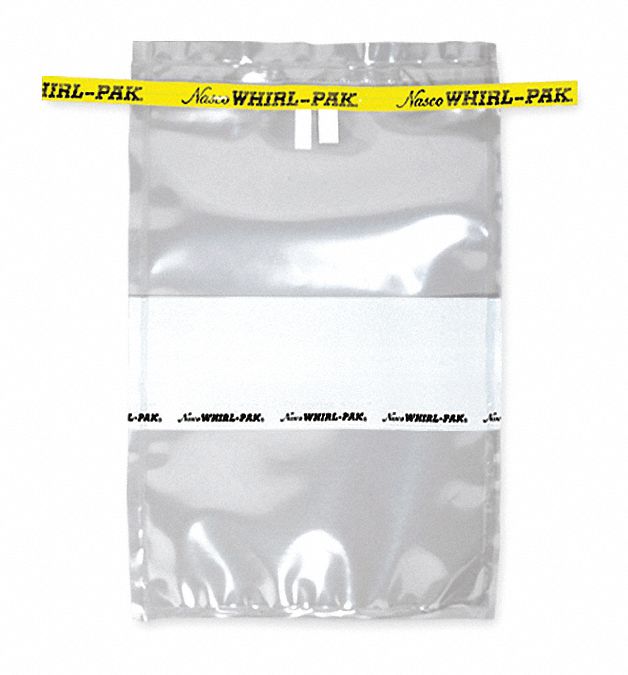 WHIRLPAK Sampling Bag, 9 in Length, 6 in Width, 24 oz Capacity, 0.102