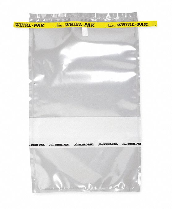 Sterilized Sampling Bag: 55 oz Capacity, 12 in Lg, 7.5 in Wd, 0.102 mm Thick, 500 PK