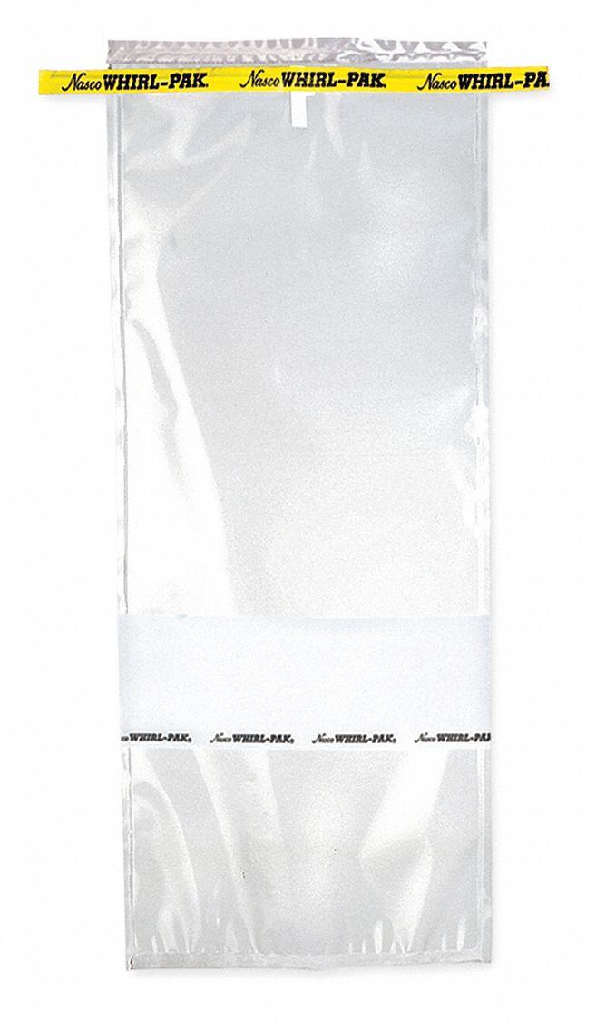 Sampling Bag: Write-On, Sterile, 69 fl oz Capacity - oz, 2.04 L Capacity - mL, 3 mil Thick