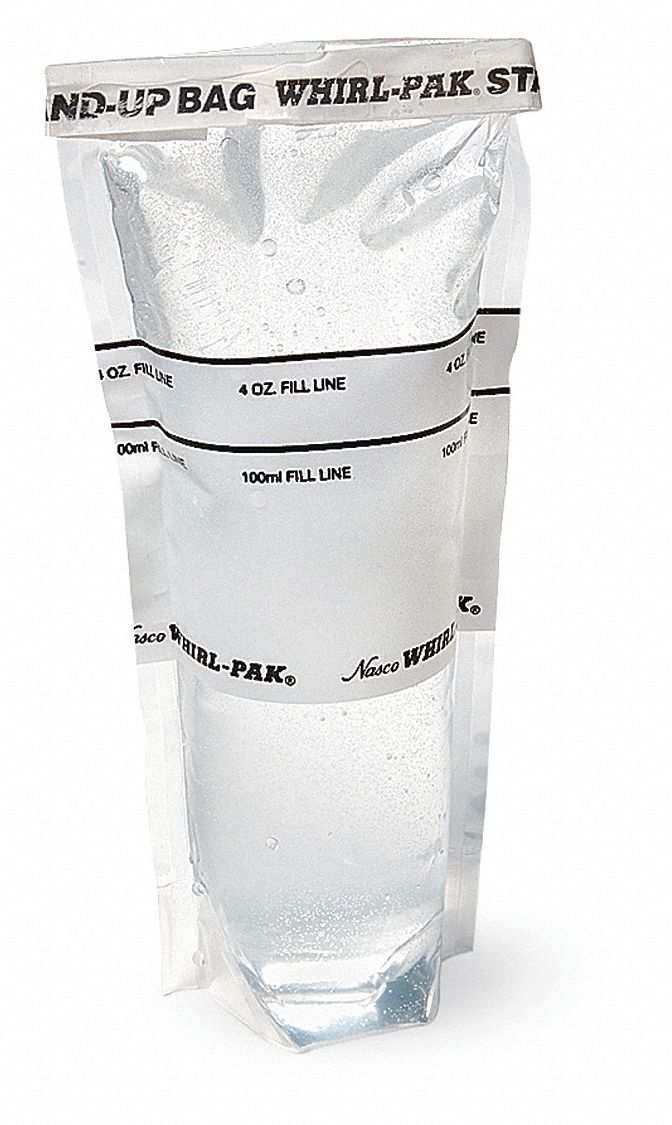 WHIRLPAK Sampling Bag, 7.3 in Length, 3 in Width, 4 oz Capacity, 0.064