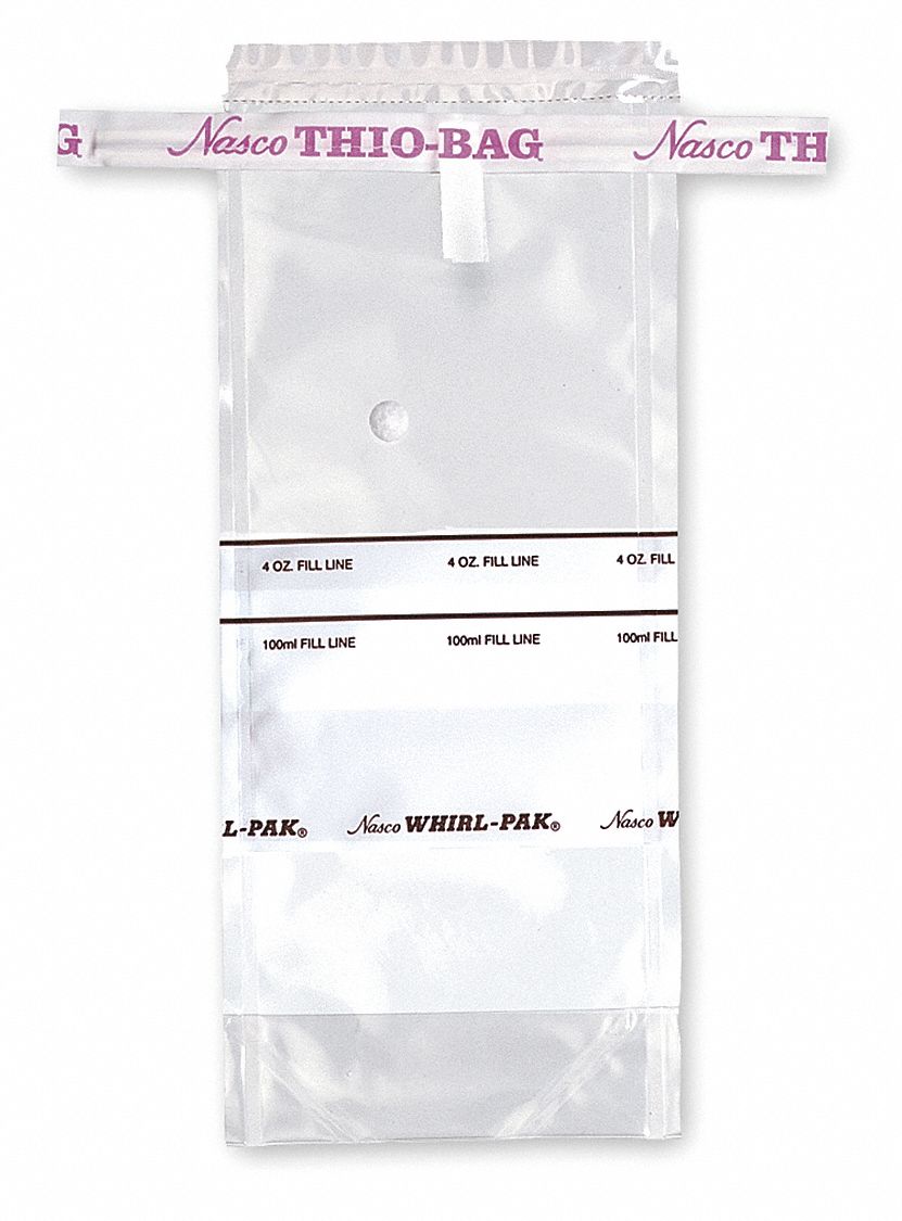 Sampling Bag: Self-Standing, Sterile, 4 fl oz Capacity - oz, 100 mL Capacity - mL
