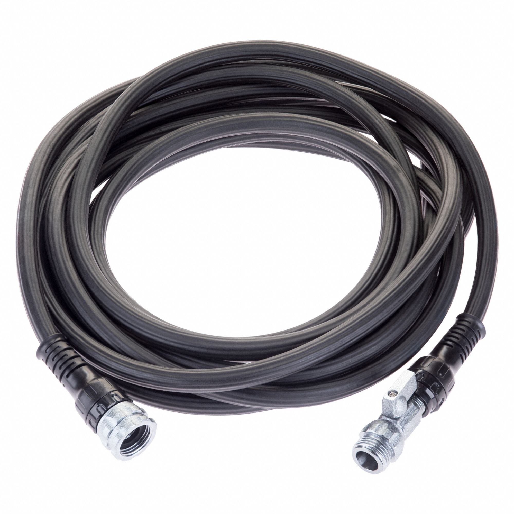 Garden Hose: SBR, 5/8 in Inside Dia., 50 ft Lg, 5/8 in FGHT x 5/8 in MGHT, Black (MPN CSNXP58050CC). Key specifications — Temp. Range: 35° to 120° F; Hose Configuration: Coupled Assembly; Hose Cover Material: SBR; Hose Fitting A Material: Aluminum; Brand: SWAN; Hose Fittings: Aluminum 5/8" FGHT x Aluminum 5/8" MGHT.