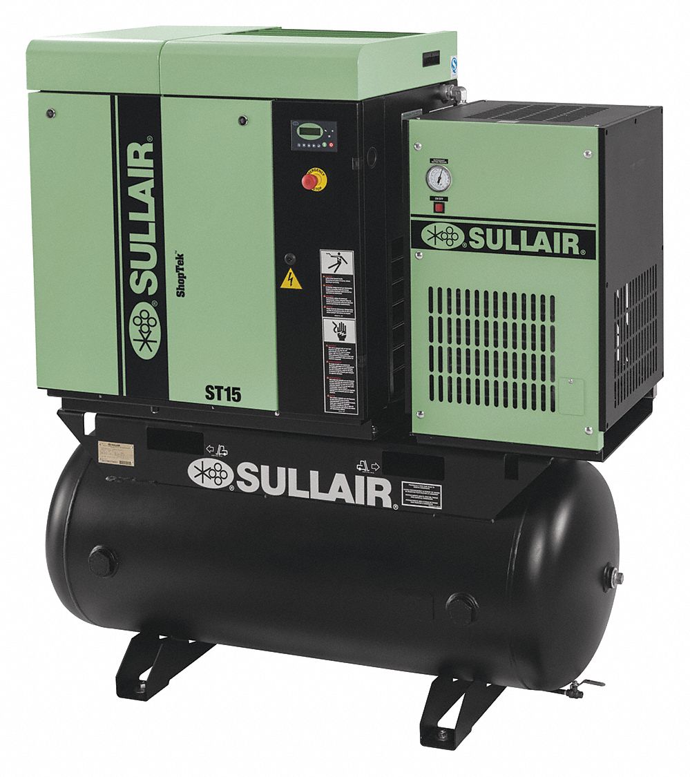 sullair-3-phase-15-hp-rotary-screw-air-compressor-with-120-tank-size
