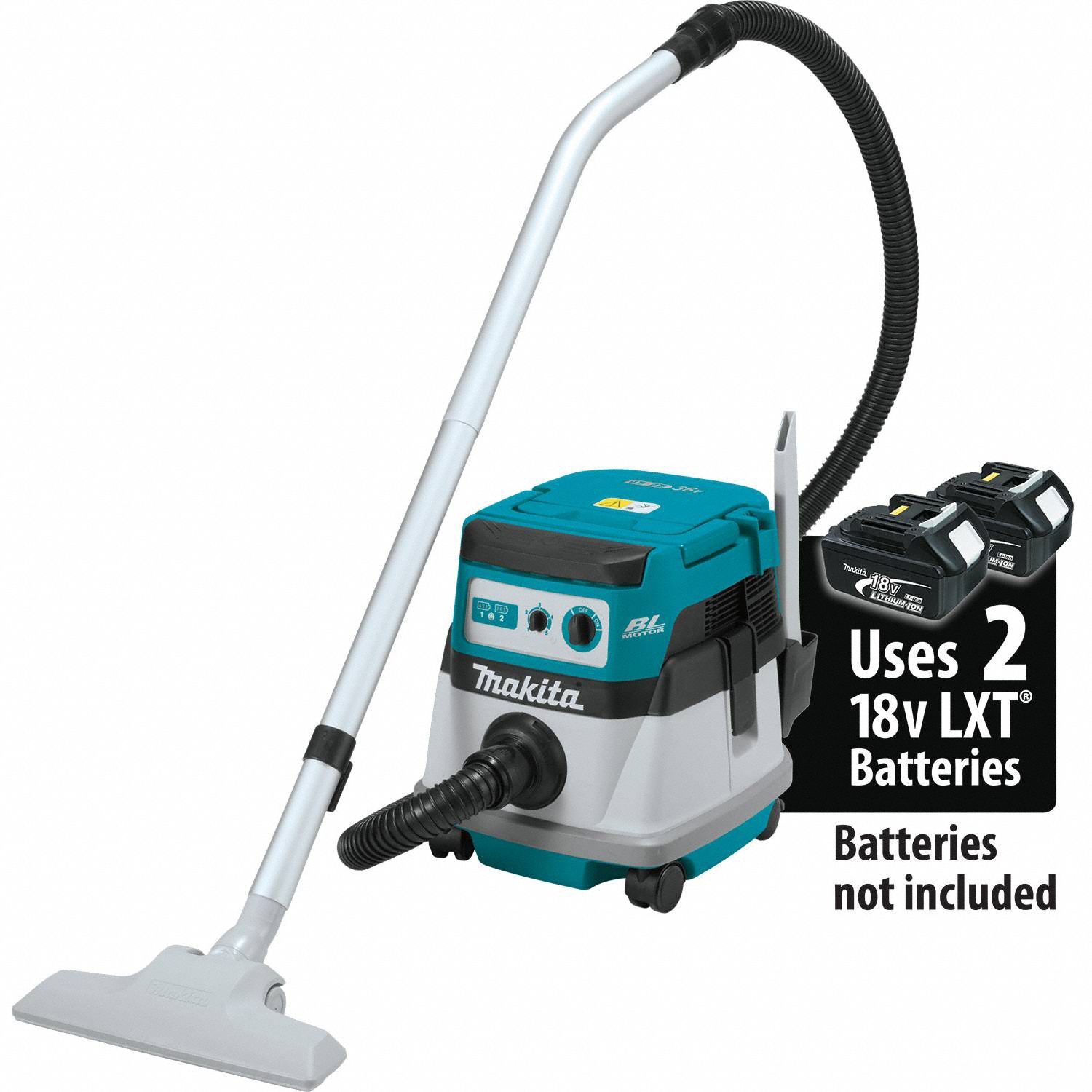 MAKITA Cordless, Portable Shop Vacuum, 2.1 gal, Plastic, 74 cfm Vacuum