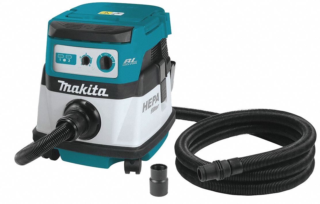 MAKITA Cordless, Portable Shop Vacuum, 2.1 gal, Plastic, 74 cfm Vacuum