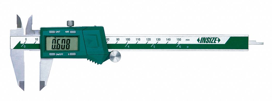 FRACTIONAL-DISPLAY DIGITAL CALIPER, 0 IN TO 6 IN/0 TO 15MM RANGE, +/--012 IN ACCURACY