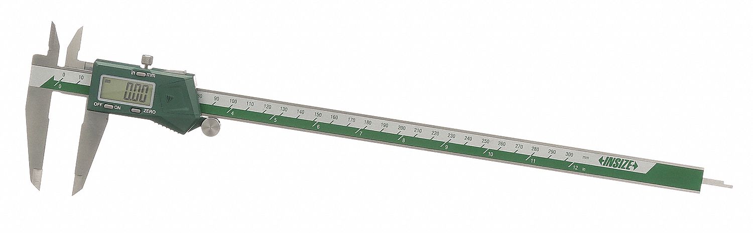 4-WAY DIGITAL CALIPER, 0 TO 12 IN/0 TO 30MM RANGE, +/--012 IN ACCURACY, STAINLESS STEEL