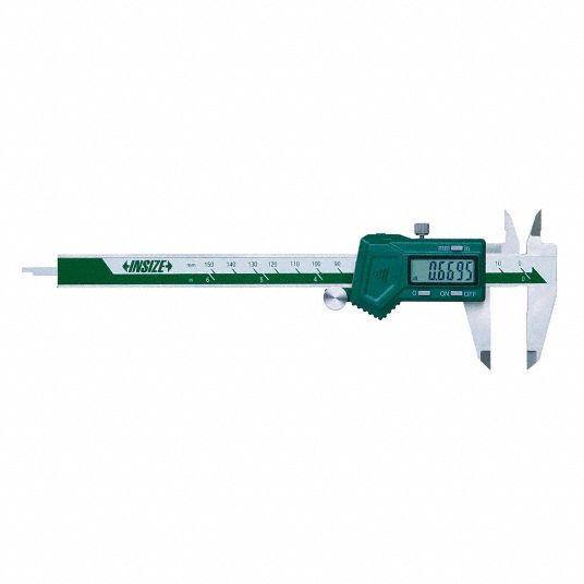 INSIZE, 0 in to 6 in/0 to 150 mm Range, ±-0.0012 in Accuracy, Left-Handed Digital  Caliper - 408N62