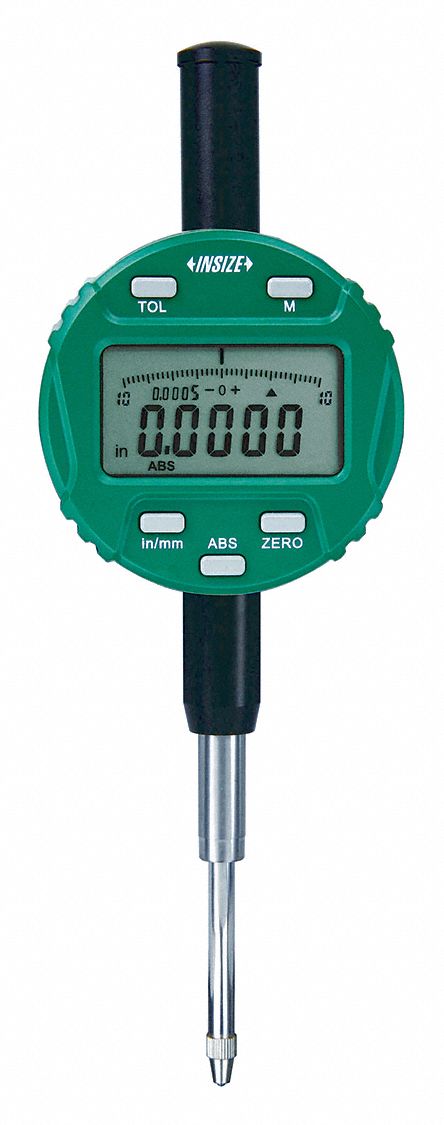 Digital Indicator: 0 in to 0.5 in /0 mm to 12.7 mm, Inch/Metric, +/- 0.0015 in Accuracy