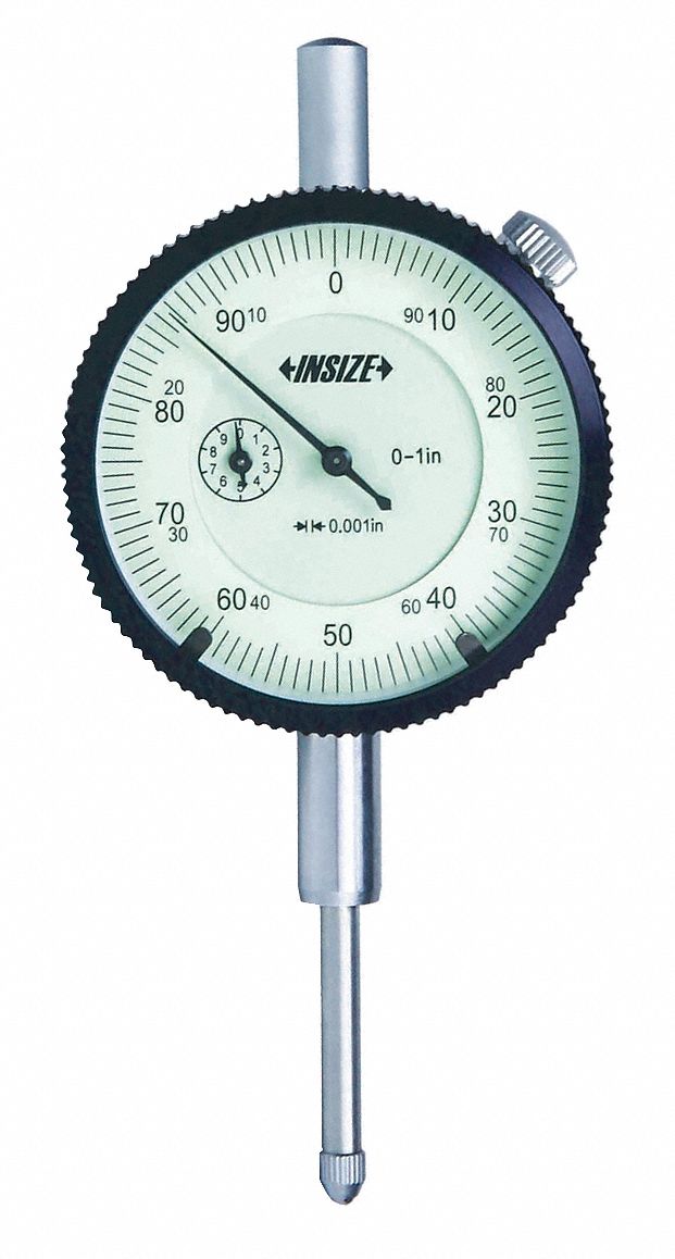 DIAL INDICATOR, LUG BACK, 0 TO 1 IN RANGE, CONTINUOUS READING, 0-100 DIAL READING, AGD 2