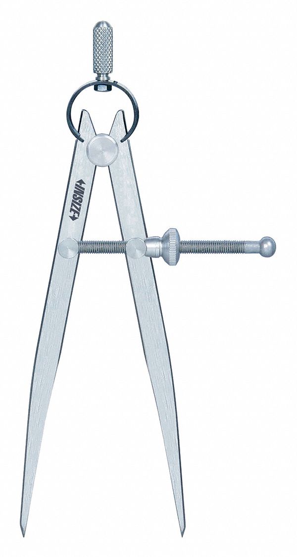 COMPAS POINTES SÈCHES RESSORT, 0 À 12,6 PO, RESSORT, ARRÊT, POINTES TREMPÉES, ACIER, PATTE PLATE, 12,6 PO