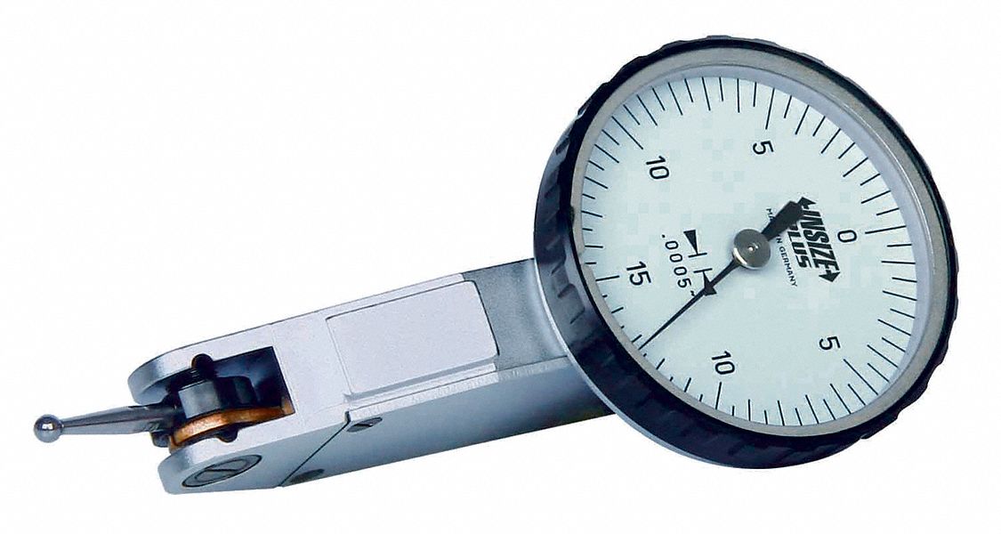 Horizontal Dial Test Indicator: 0 in to 0.03 in, Horizontal, Inch, +/- 0.0005 in