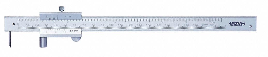 Vernier Scriber Caliper: 0 in to 8 in/0 mm to 203.2 mm Range, +/-0.004 in Accuracy