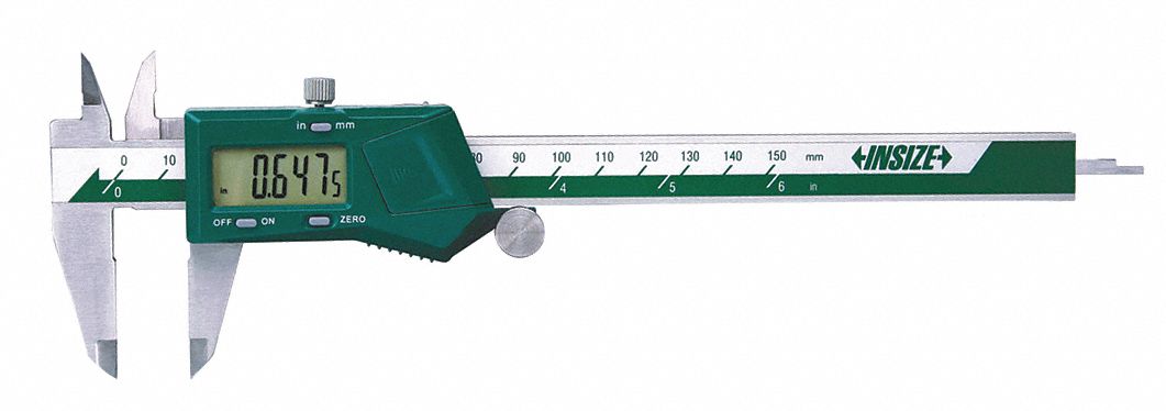 4-WAY DIGITAL CALIPER, 0 TO 6 IN/0 TO 15MM RANGE, +/-008 IN ACCURACY, STAINLESS STEEL