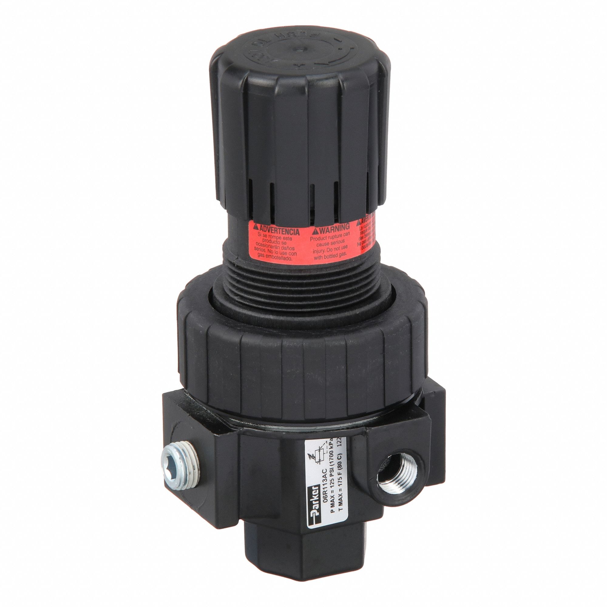 Compressed Air Regulator: Zinc, 1/4 in NPT, 53 cfm, 2 psi to 125 psi, 250 psi Max Op Pressure