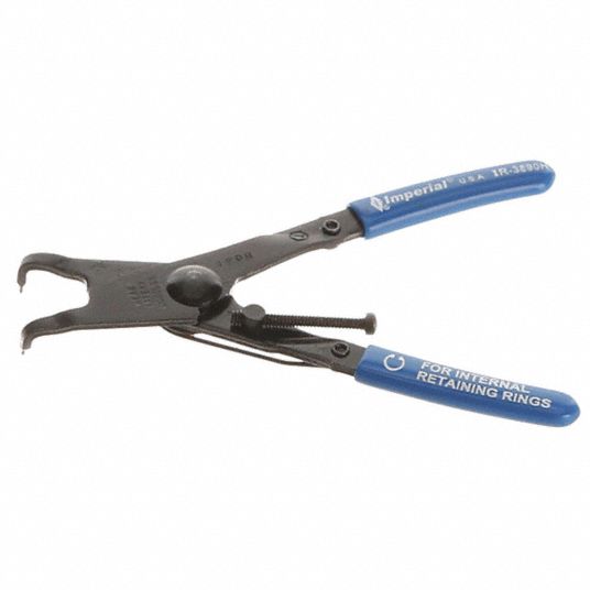 Retaining Ring Plier: Internal, For 3/8 in to 1 3/8 in Bore Dia, 0.038 in  Tip Dia, 90° Tip Angle