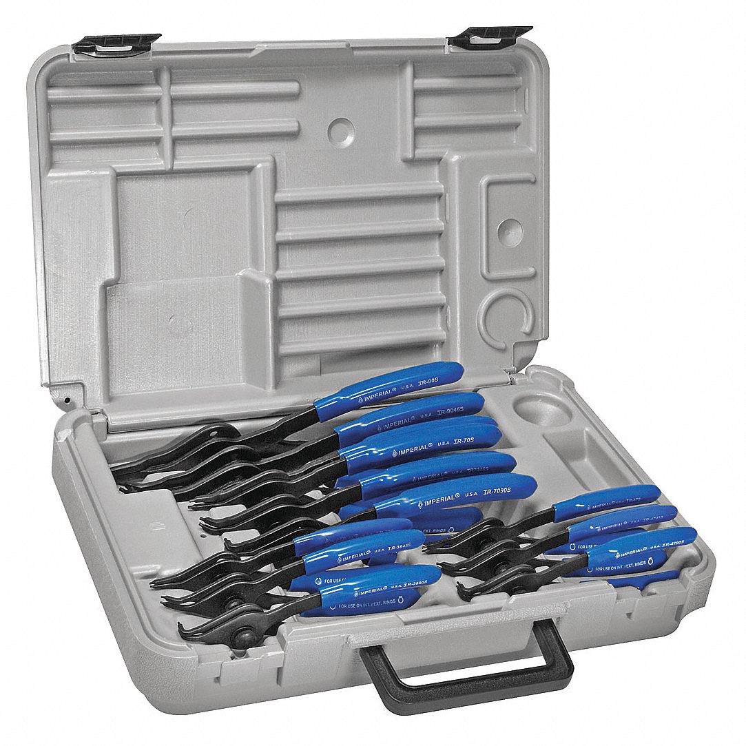 Milbar 43r Retaining Ring Plier Set, 0 to 90Deg, 12pc