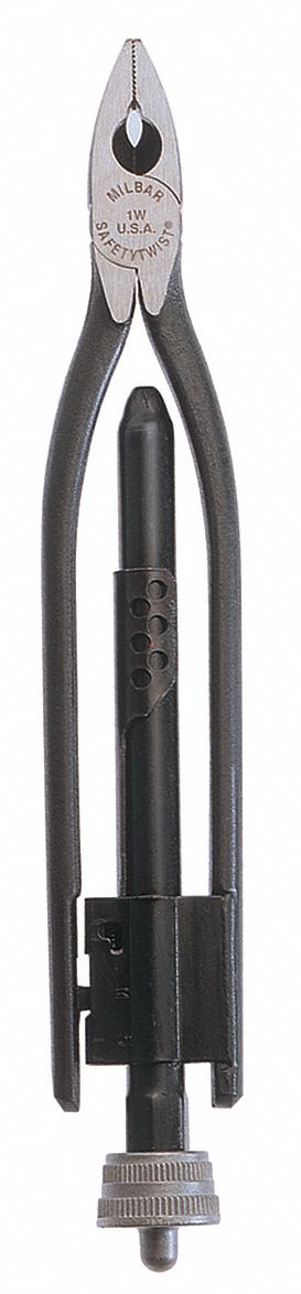Safety Wire Twister Plier: 10 1/2 in Overall Lg, For 0.06 in Max Wire Dia, Manual, CW, Black Oxide
