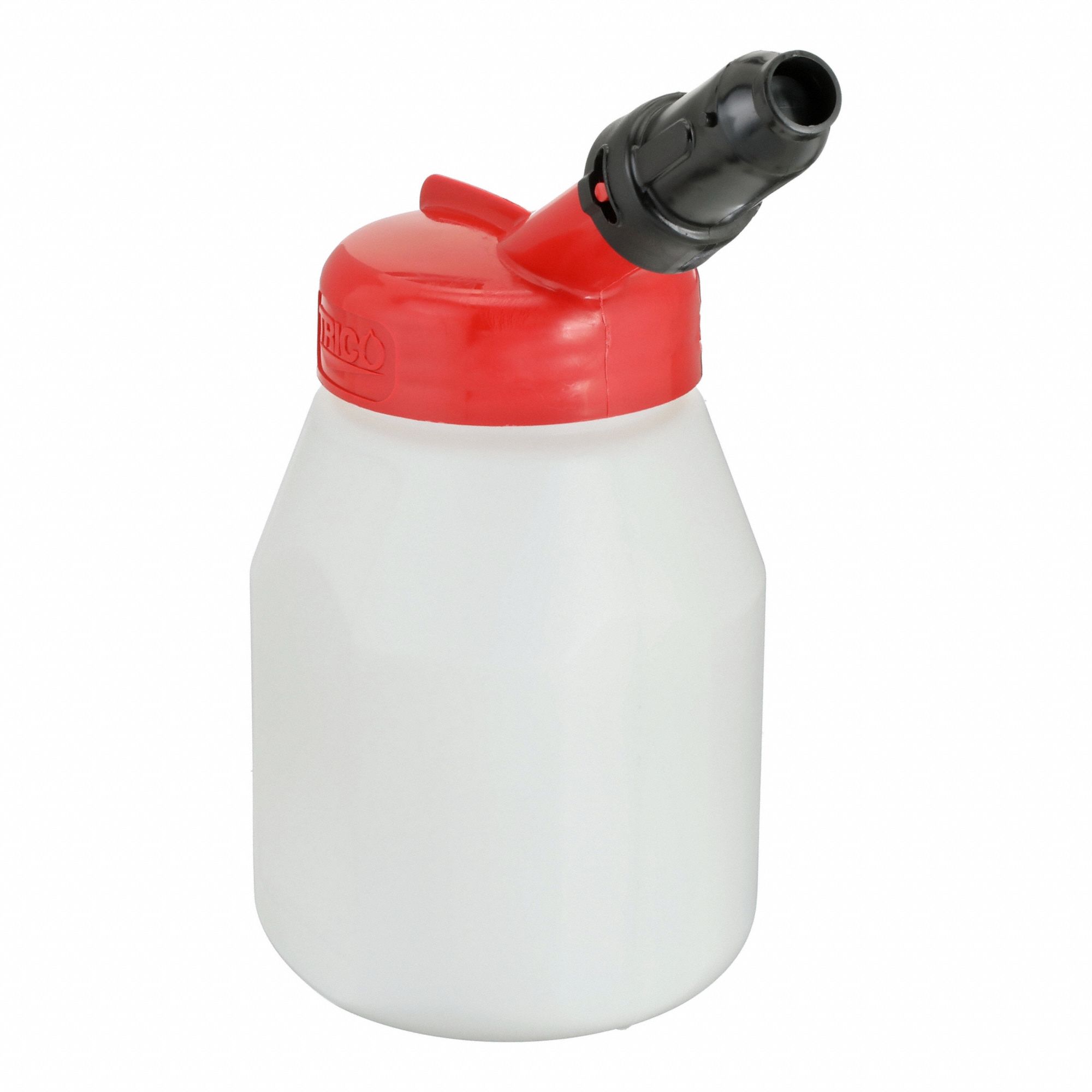 Storage Lid: Rigid, 8 in Spout Lg, 1 1/4 in Spout Outside Dia, 5.75 in Lid Outside Dia, Red