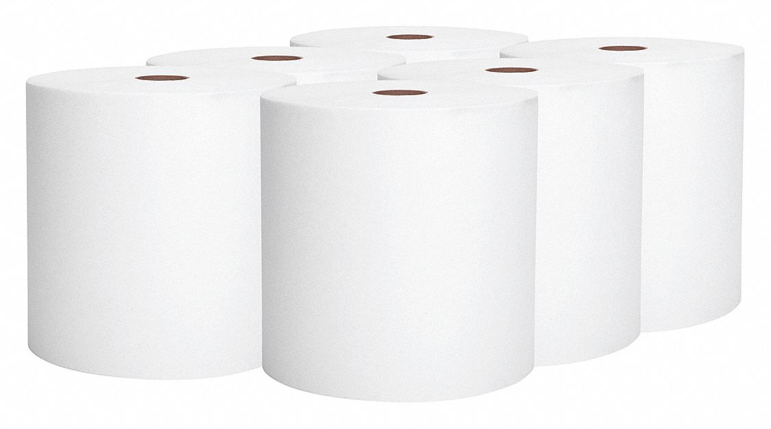 HARD ROLL TOWELS, 1 PLY, WHITE, 950 FT L, PAPER, CA 6