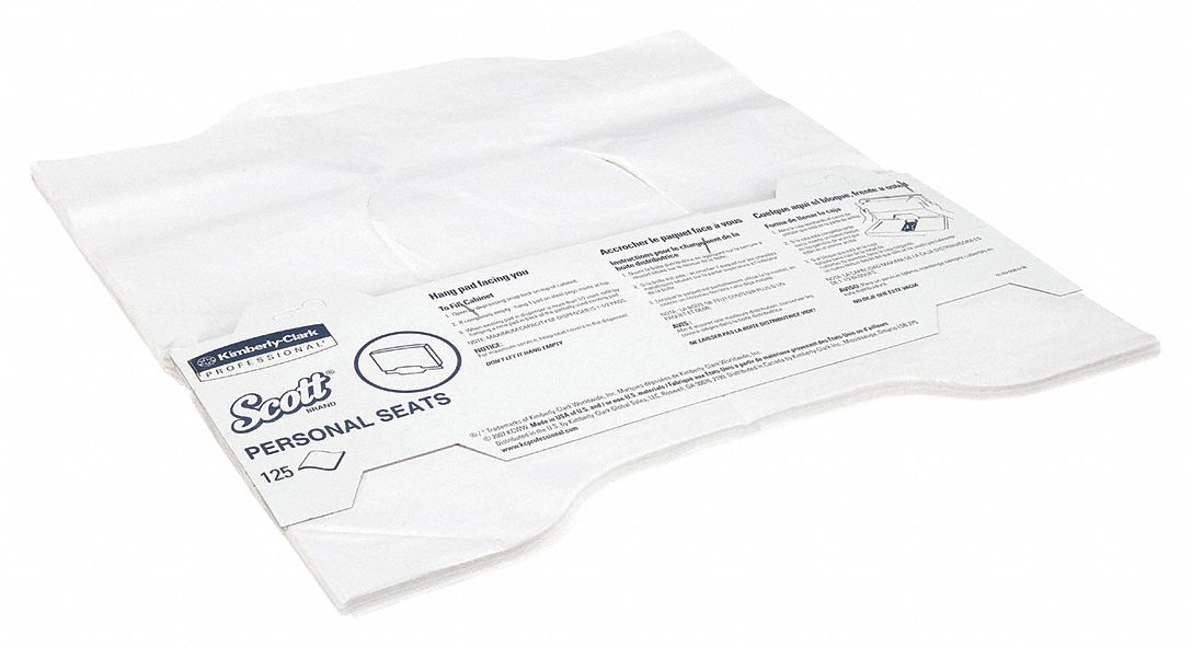 Toilet Seat Cover: 1/2 Fold, 18" x 15" Sheet Size, 3, 000 Sheets, White