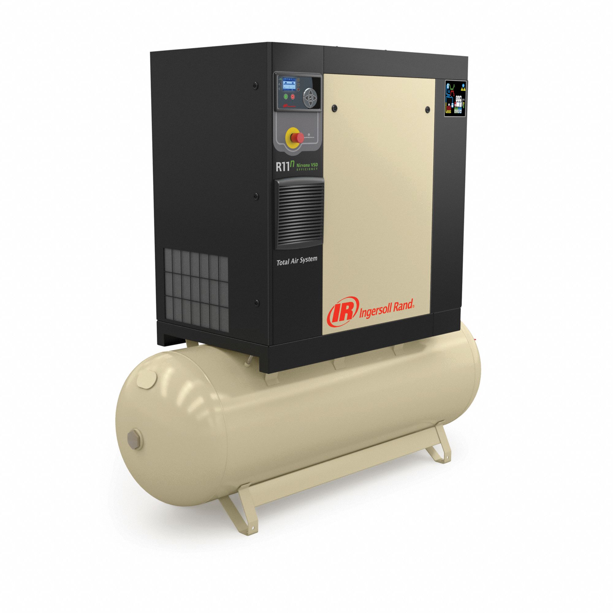 Rotary Screw Air Compressor: Horizontal, 10 hp, 36.7 cfm, 80 gal Tank, 460V AC