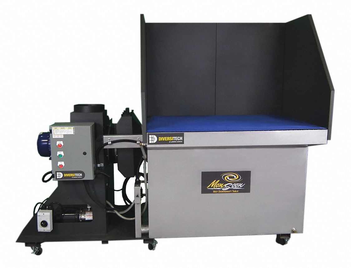 DOWNDRAFT TABLE KIT, WET WASH, 3 PHASE, HEAVY DUTY, INPUT 460 V, 72 X 36 IN, NANOFIBRE, SS
