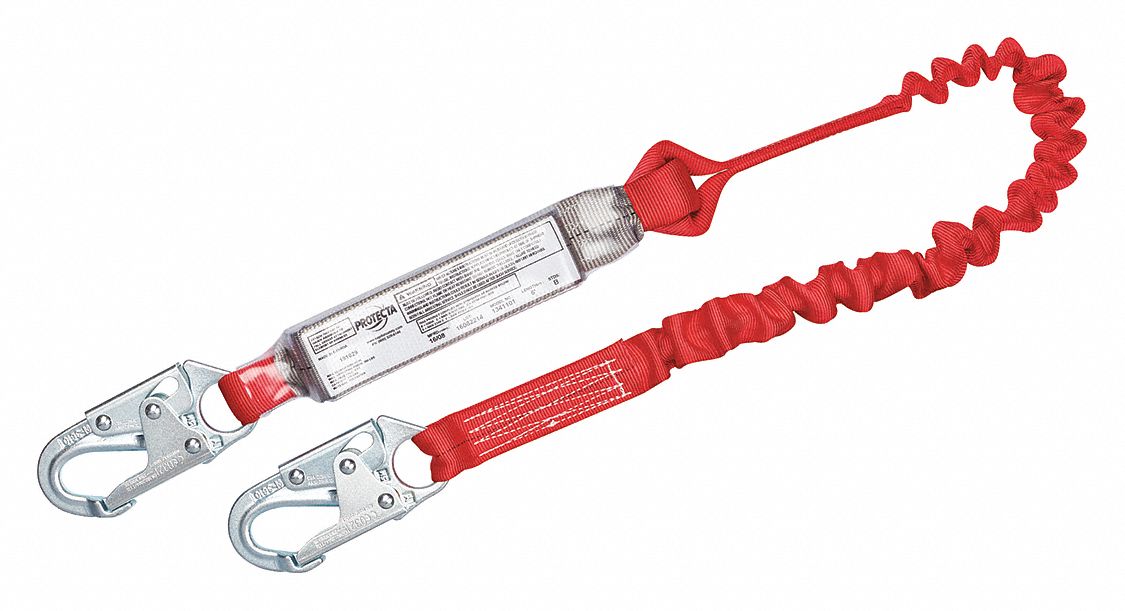 3M PROTECTA ShockAbsorbing Lanyard 310 lb Wt Capacity, Shock Pack, 6