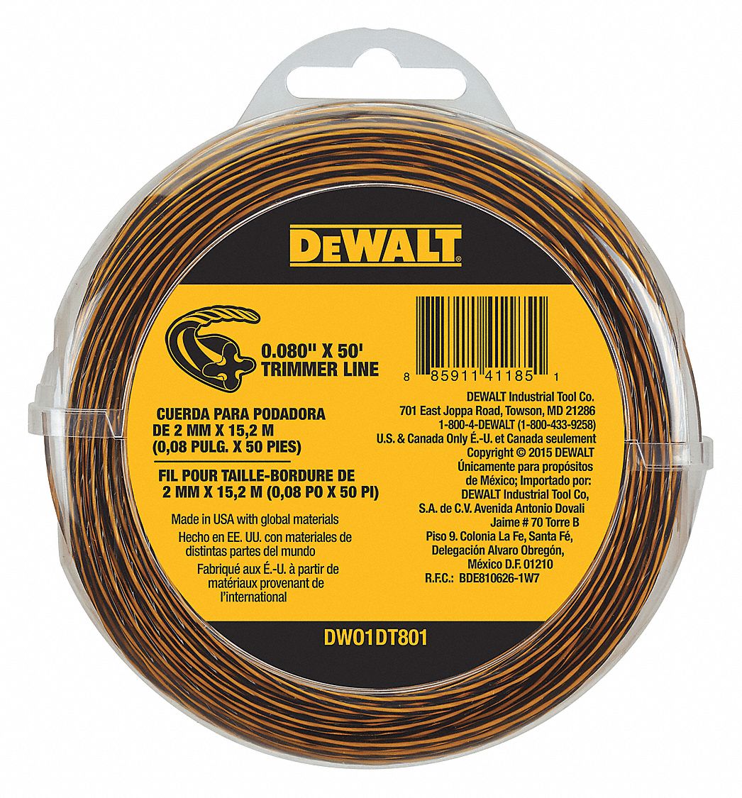 DEWALT String Trimmer Line, 0.080 in. dia, 50 ft. - 40CA27|DWO1DT801