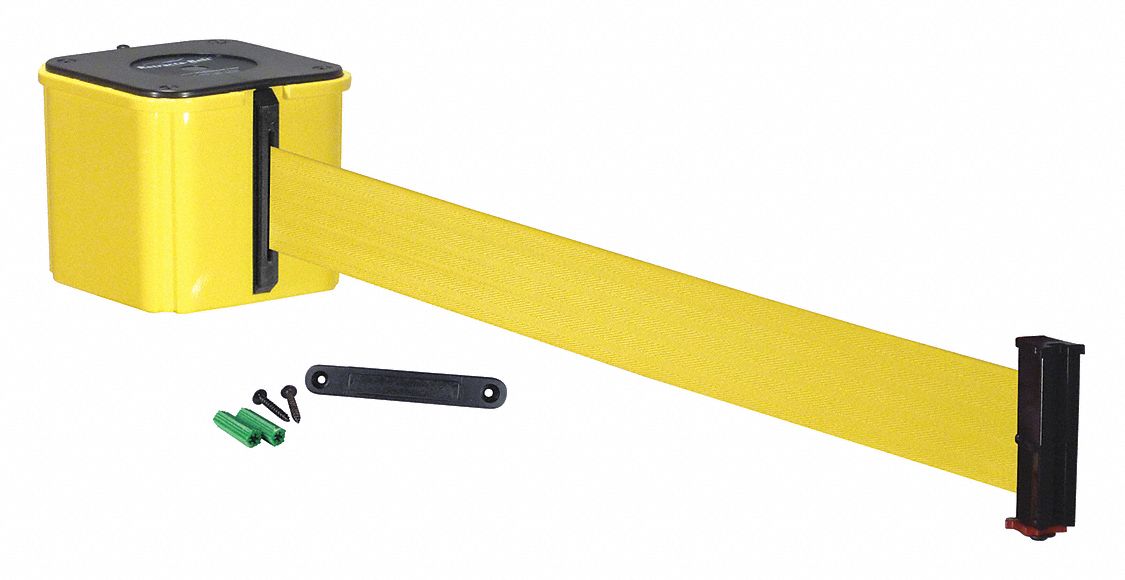 RETRACTABLE BELT BARRIER,15 FT.,YELLOW