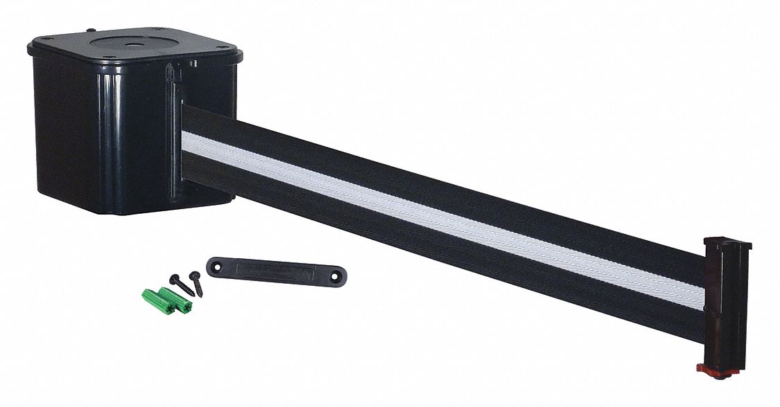 Retractable Belt Barrier, Black/White