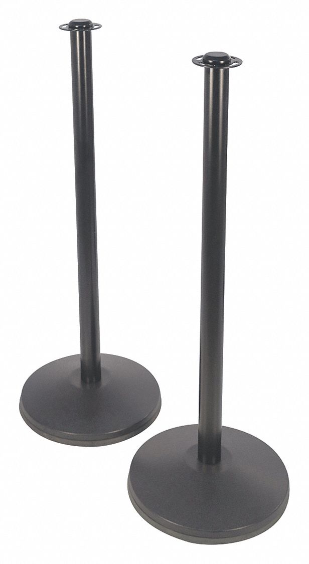 Flat Top Rope Post, Steel and Concrete, Black Post Finish, 34 1/2 in Height
