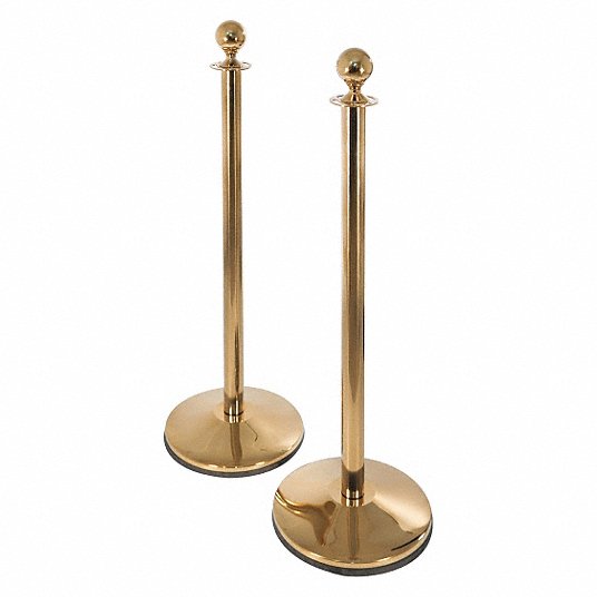 Ball Top Rope Post, Steel and Concrete, Polished Brass Post Finish, 38 1/2 in Height
